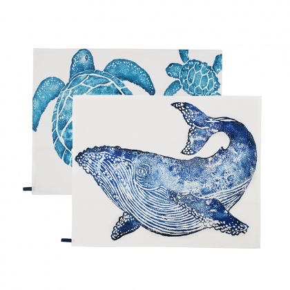 Tea Towel Set/2 Whale / Turtle: click to enlarge